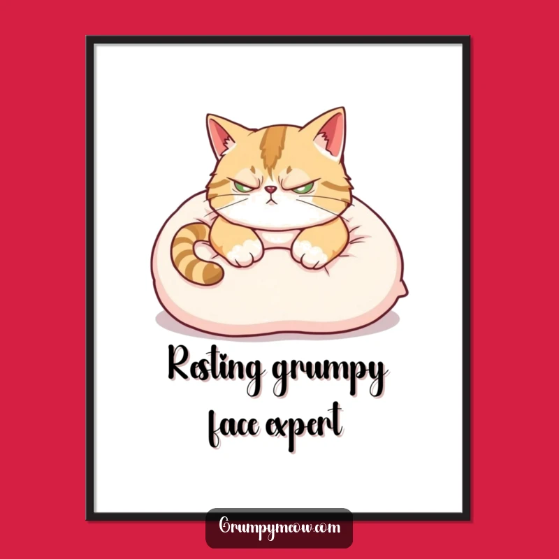 Funny Scowling Cat Nap Poster: Hilarious Feline Art for a Grumpy Aesthetic