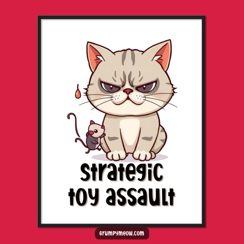 Funny Grumpy Cat Playful Poster - Whimsical Wall Art & Hilarious Funny Gift!