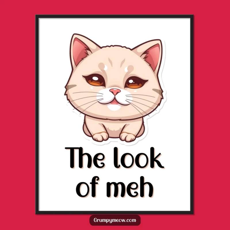 Funny Cat Curled Lip Poster - Subtle Unimpressed Feline Wall Art