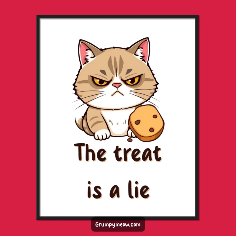 Funny Grumpy Cat Treat Poster - Deliciously Suspicious Wall Art! Hilarious Funny Gift!
