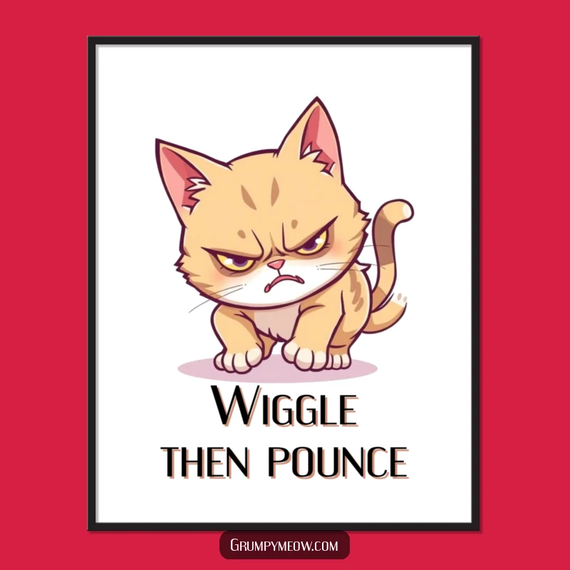 Funny Grumpy Cat Wiggle Pounce Poster: Hilarious Wall Art for Cat Lovers