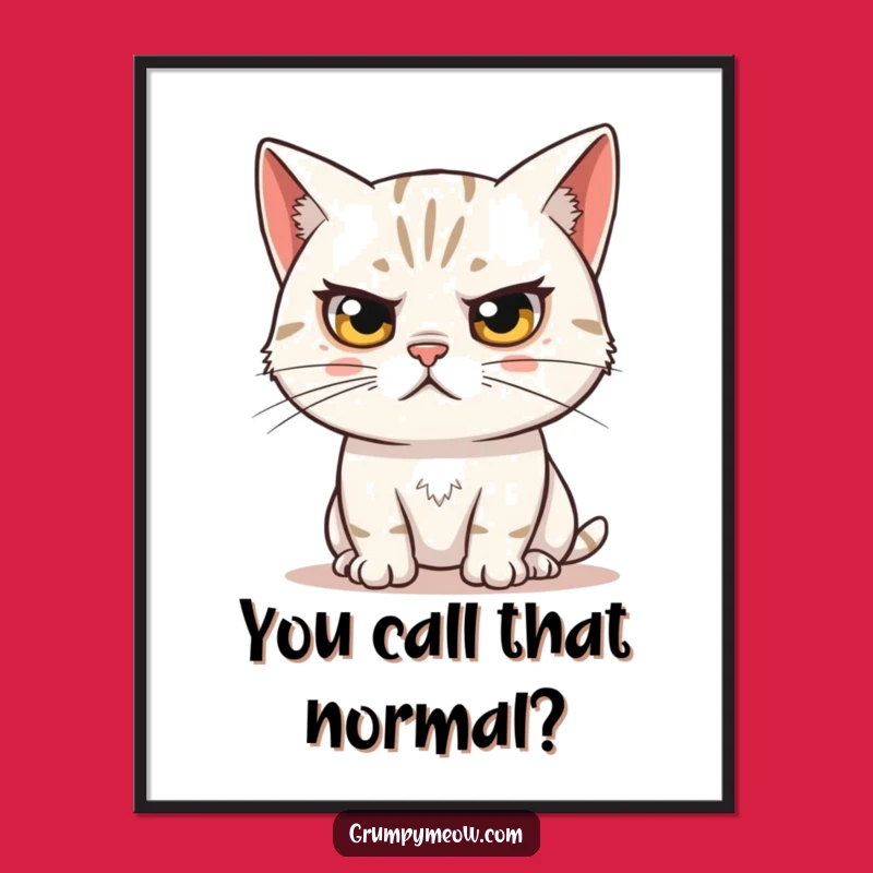 Funny Skeptical Cat Poster - Witty Eyebrow Wall Art Gift