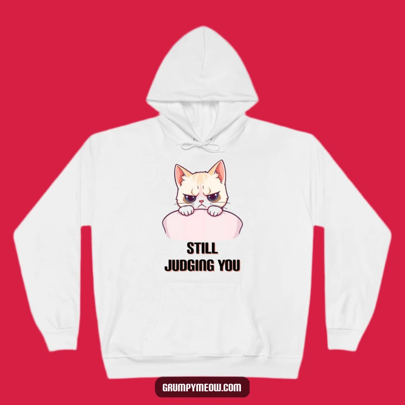Cozy Funny Grumpy Cat Cushion Peek Hoodie - Warm and Hilarious Gift