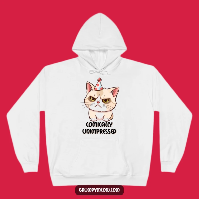 Cozy Funny Grumpy Cat Party Hat Hoodie: Snuggle Up with Grumpy Cheer