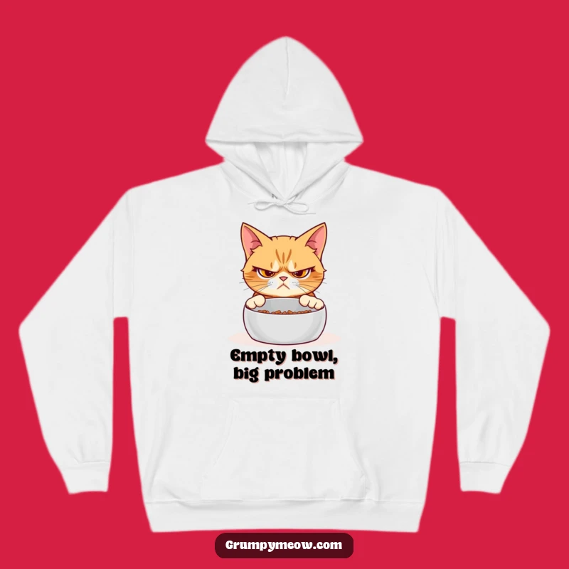 Cozy Funny Grumpy Cat Empty Bowl Hoodie: Warm Up with Feline Discontent!
