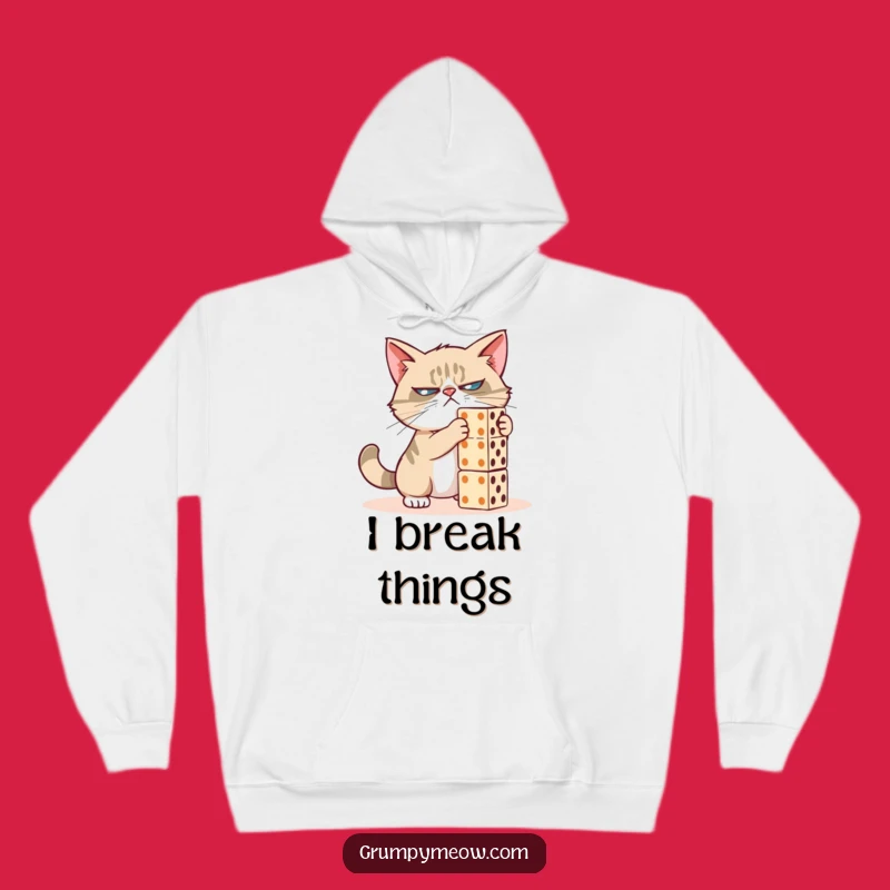 Funny Grumpy Cat Domino Destroyer Hoodie: Cozy and Hilarious Cat Gift