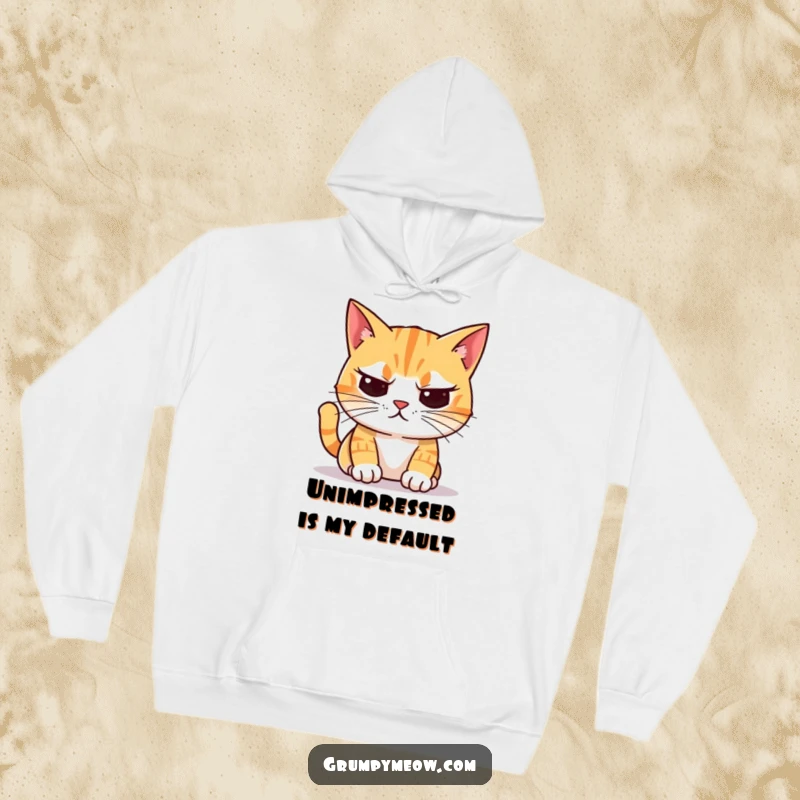 Funny Hoodie: A cat with crooked whiskers stares unimpressed at a colorful object, embodying peak feline disapproval.