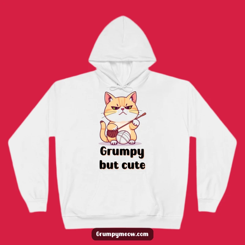 Funny Grumpy Cat Yarn Hoodie - Cozy and Hilarious Gift for Cat Fans