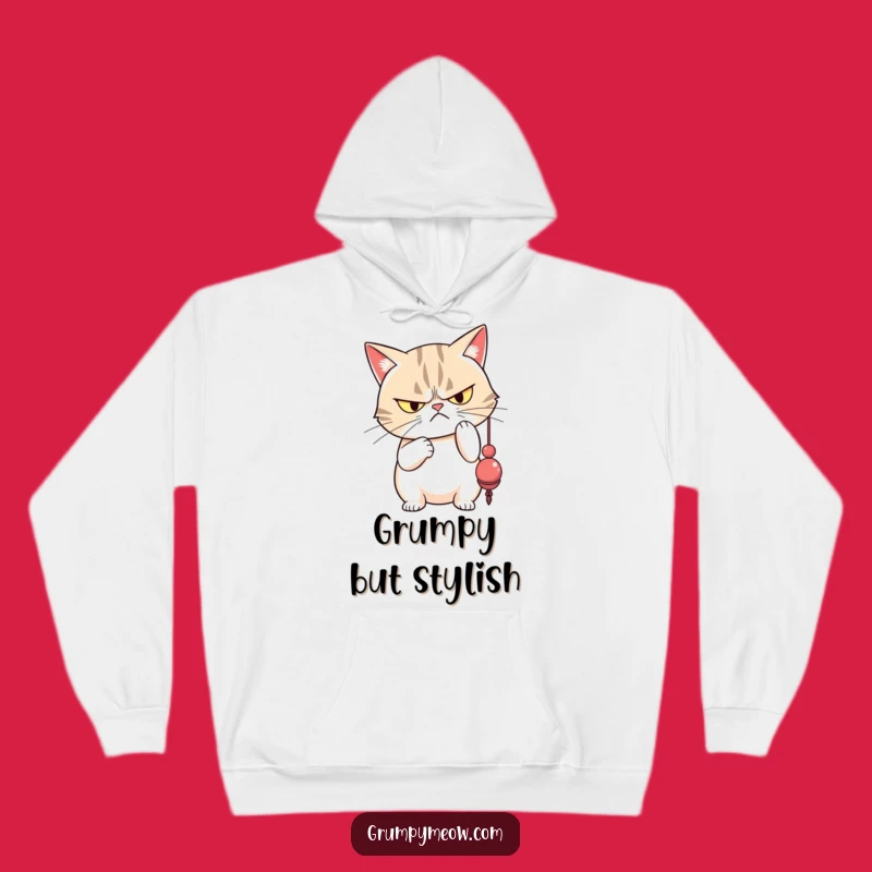 Cozy Funny Grumpy Cat Hoodie: Disdainful Toy Bat, Warm Cat Lover Gift