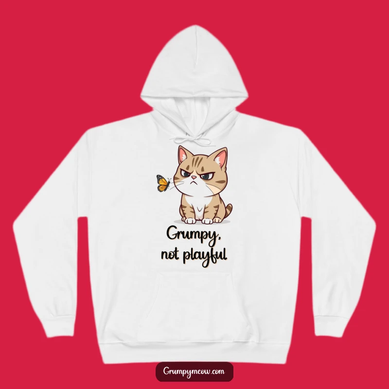 Funny Grumpy Cat Butterfly Hoodie - Cozy Annoyed Feline Gift