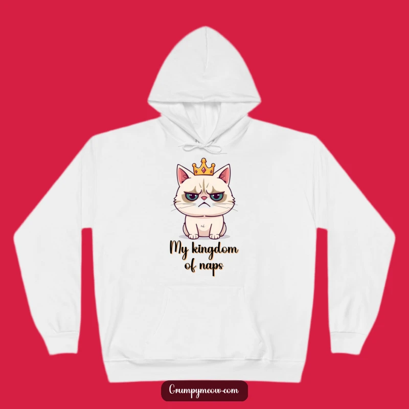 Cozy Funny Grumpy Cat Crown Hoodie - Reign with Resignation! Your Funny Gift!