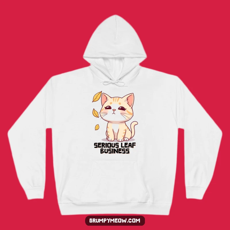 Funny Deadpan Cat Leaf Hoodie: Cozy Sarcasm, Hilarious Feline Comfort Gift