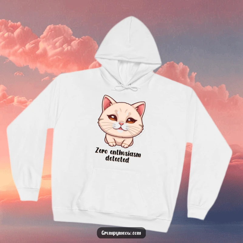Funny hoodie featuring a cat's curled lip, conveying a subtle, unimpressed look with humorous comfort and style.