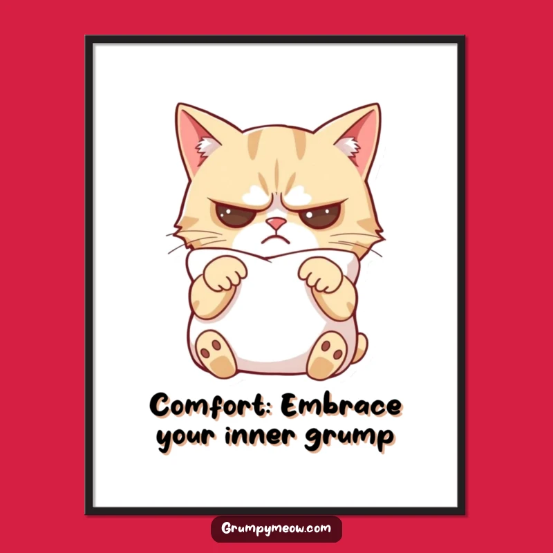 Free Printable Grumpy Cat Art: Pillow Zen Funny Downloadable Wall Decor