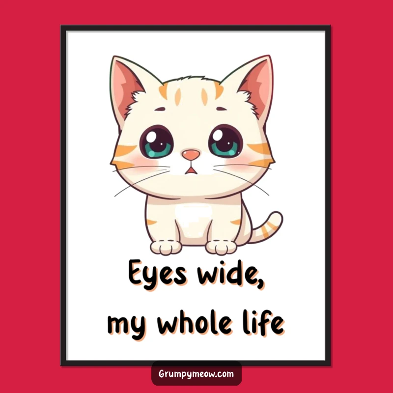 Free Printable Wall Art: Surprised Cat Decor Downloadable Art