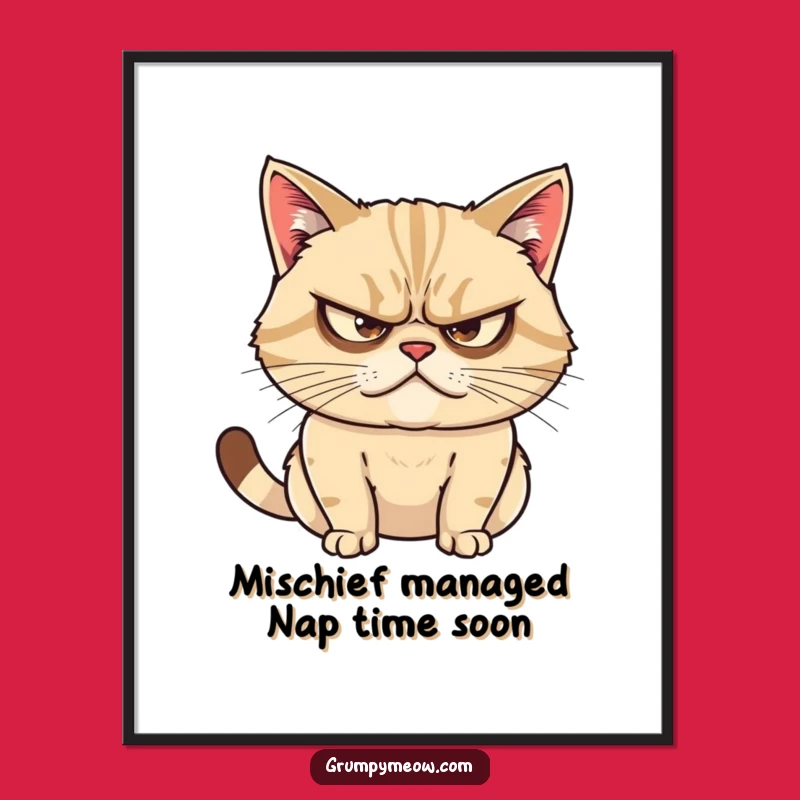 Free Printable Grumpy Cat Wall Art: Mischief Maker, Funny Downloadable Art Gift