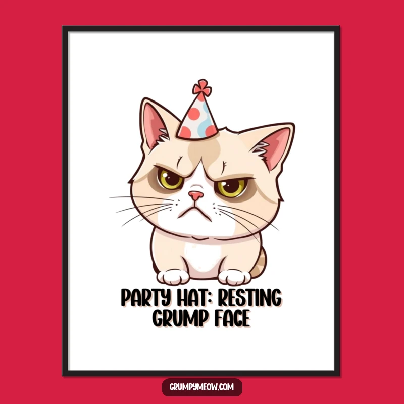Free Printable Grumpy Cat Wall Art: Tiny Hat Whimsy, Comical Downloadable Decor