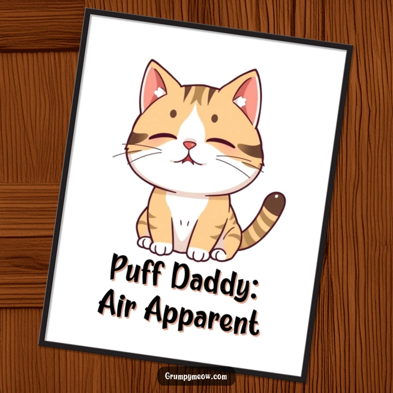 Funny Free Printable Wall Art: A humorous illustration of a cat letting out a big sigh, adding comic relief to any room.