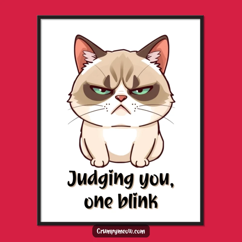 Free Printable Wall Art: Grumpy Cat Blink - Moody Downloadable Decor