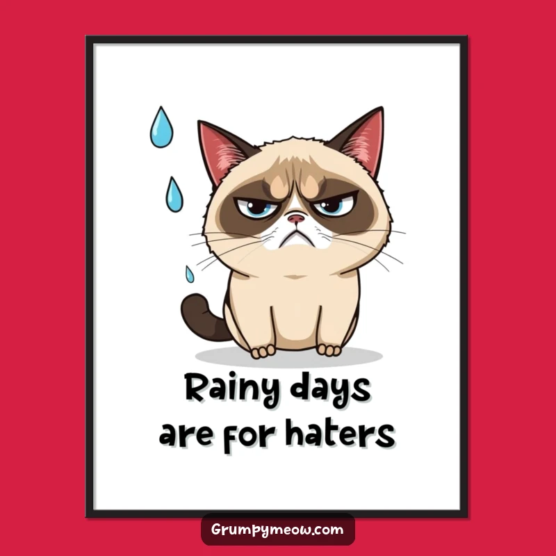 Free Printable Wall Art: Grumpy Cat Raindrop Annoyance, Funny Downloadable Decor