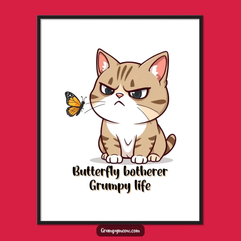 Free Printable Wall Art: Grumpy Cat vs. Butterfly - Humorous Downloadable Art