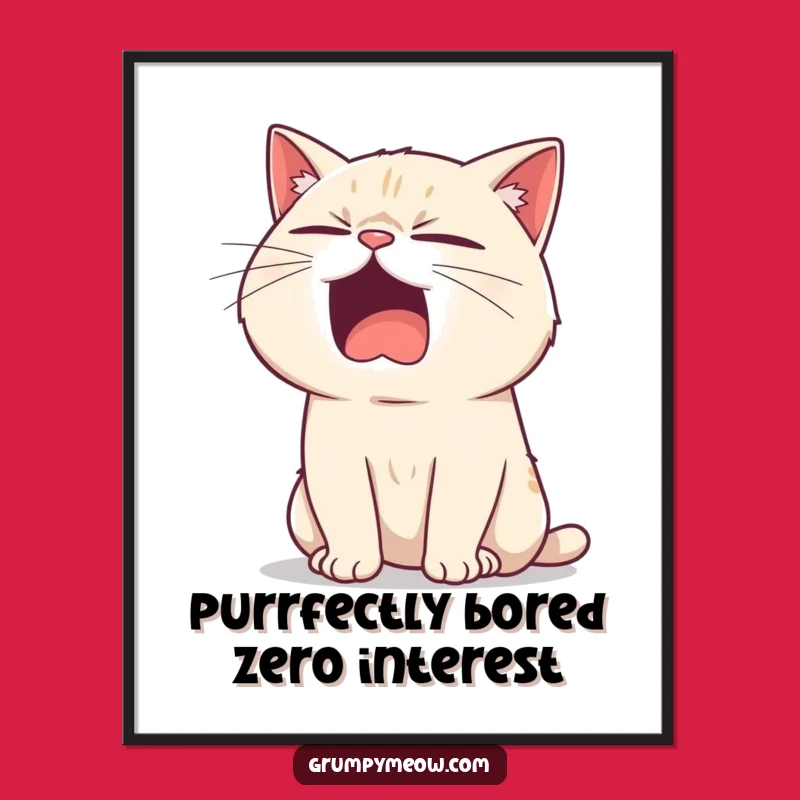 Free Printable Wall Art: Sarcastic Yawning Cat - Humorous Feline Downloadable Art