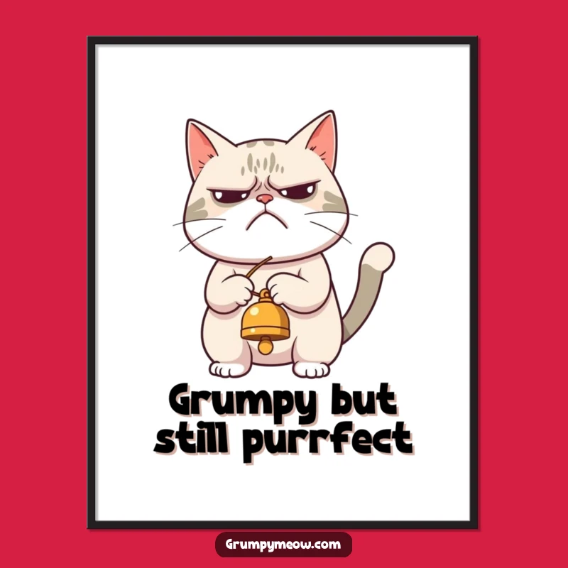 Free Printable Wall Art: Grumpy Cat & Bell - Humorous Downloadable Decor