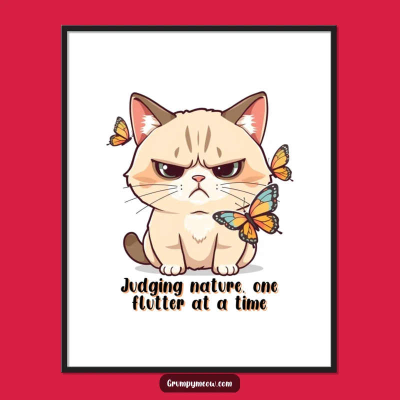 Funny Free Printable Wall Art: Grumpy Cat Butterfly Side-Eye Downloadable Art