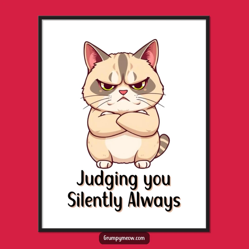 Free Printable Wall Art: Unimpressed Grumpy Cat, Arms Crossed Downloadable Art