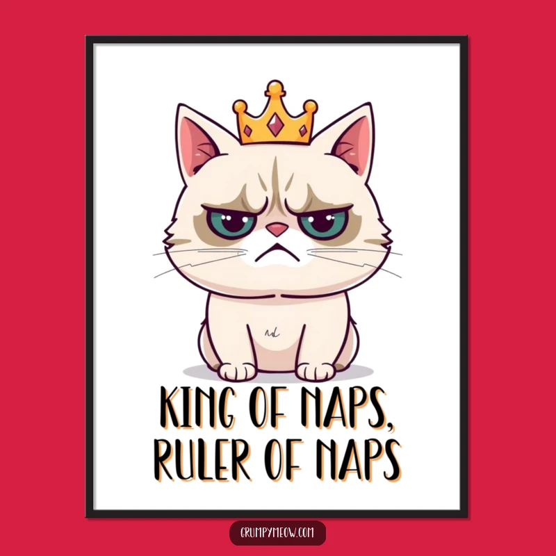 Free Printable Grumpy Cat Wall Art: Resigned Royal Cat Downloadable Decor