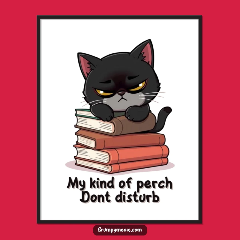 Free Printable Scowling Cat Wall Art: Book Nap Humor Downloadable Art Gift