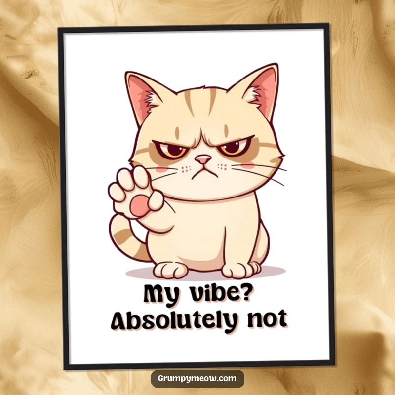 Funny Free Printable Wall Art: A grumpy cat holding its paw out, firmly stating its 'no'. Iconic downloadable art.