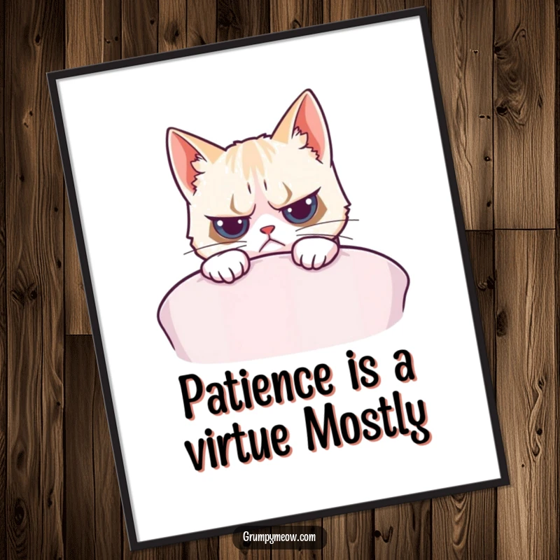 Funny Free Printable Wall Art: Grumpy cat peeking over cushion with a hint of judging.
