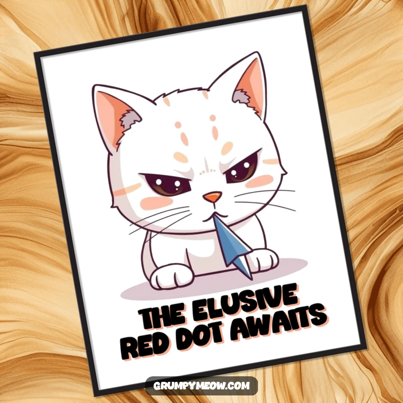 Funny Free Printable Wall Art: A cat with intensely narrowed eyes fixated on a moving computer cursor, capturing digital obsession.