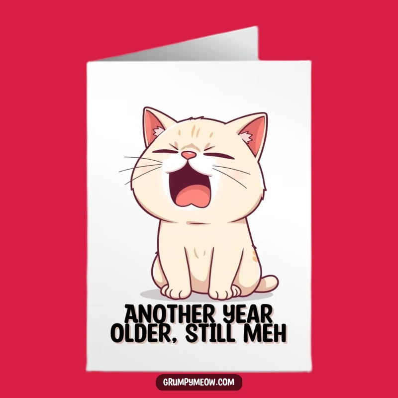 Free Printable Yawning Cat Birthday Card - Sarcastic Feline Fun Downloadable Gift
