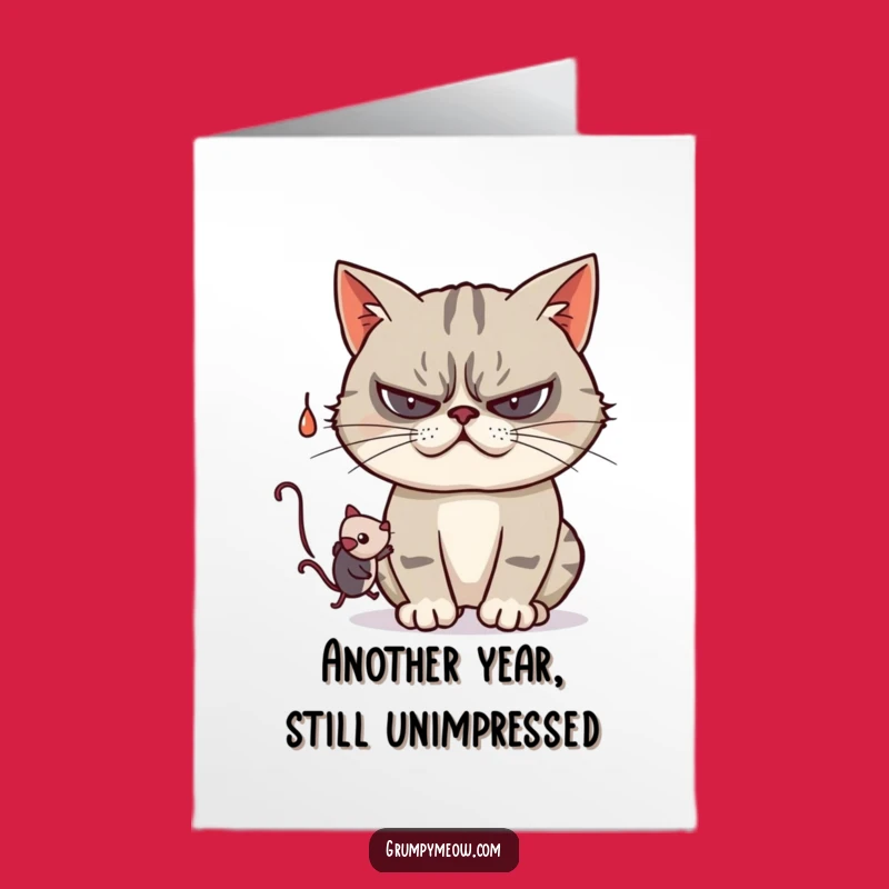 Free Printable Grumpy Cat Birthday Card: Playful Cat Swatting Toy Downloadable Gift