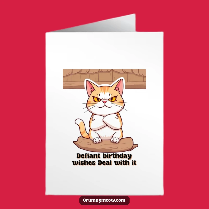 Free Printable Birthday Card: Defiant Cat Funny Gift Downloadable