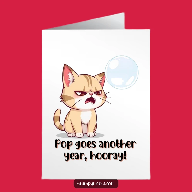 Free Printable Funny Birthday Card: Grumpy Cat Bubble Swat Greeting