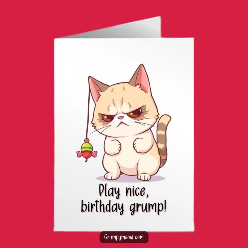 Free Printable Grumpy Cat Birthday Card: Disdainful Toy Batting Humor