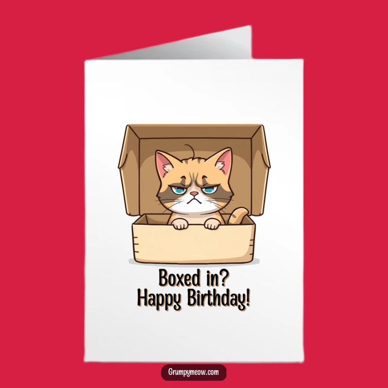 Free Printable Grumpy Cat Birthday Card: Funny Cat in Box Downloadable Gift
