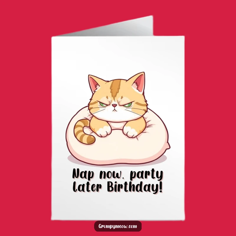 Free Printable Grumpy Cat Birthday Card: Funny Naptime Cat Downloadable Gift