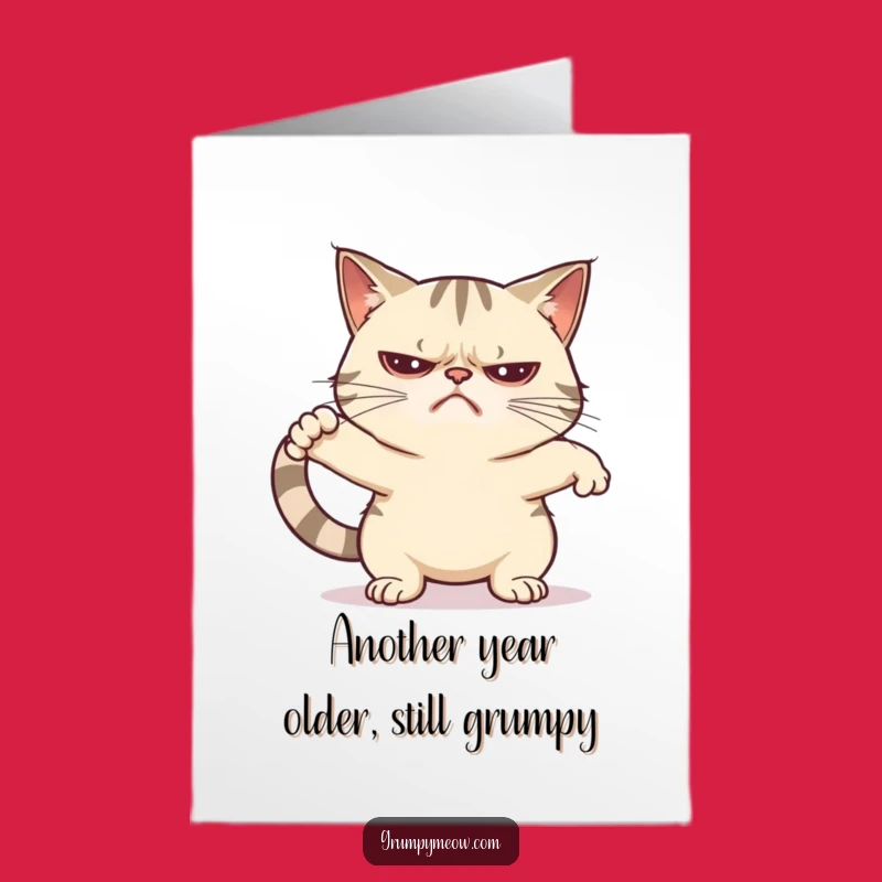 Free Printable Grumpy Cat Birthday Card: Unenthusiastic Stretch Funny Downloadable Gift