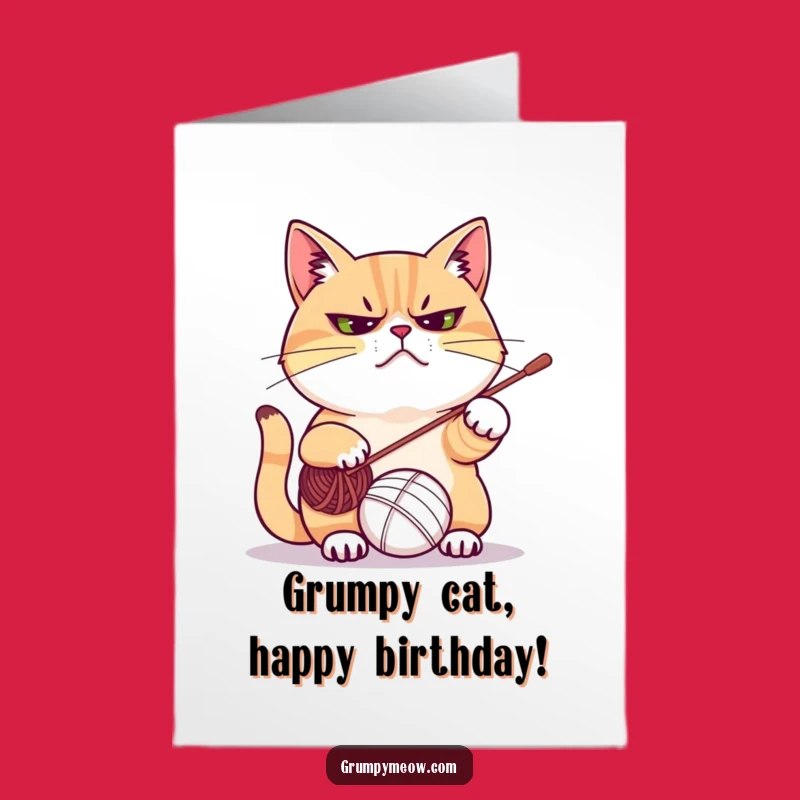 Free Printable Birthday Card: Grumpy Cat Swatting Yarn, Funny Downloadable Gift