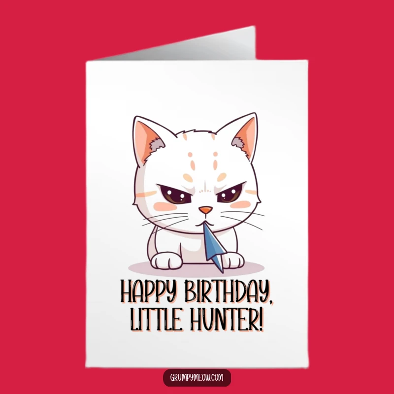 Free Printable Birthday Card: Focused Cat Cursor Chase, Funny Downloadable Gift