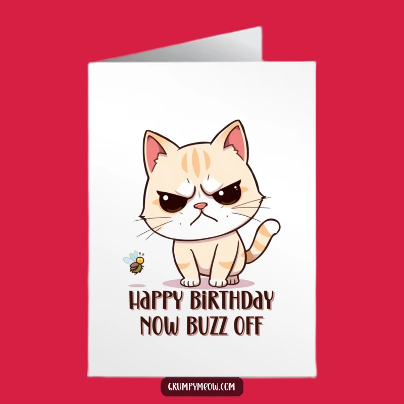 Free Printable Grumpy Cat Birthday Card: Reluctant Fly Chase Funny Downloadable Gift