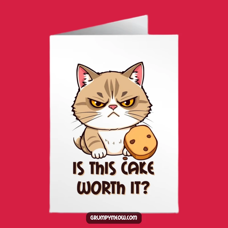 Free Printable Grumpy Cat Birthday Card: Suspicious Treat Cat Downloadable Gift