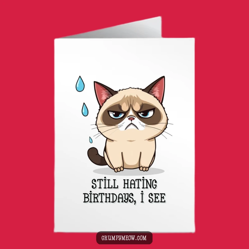 Free Printable Birthday Card: Grumpy Cat Dodging Rain, Funny Downloadable Gift