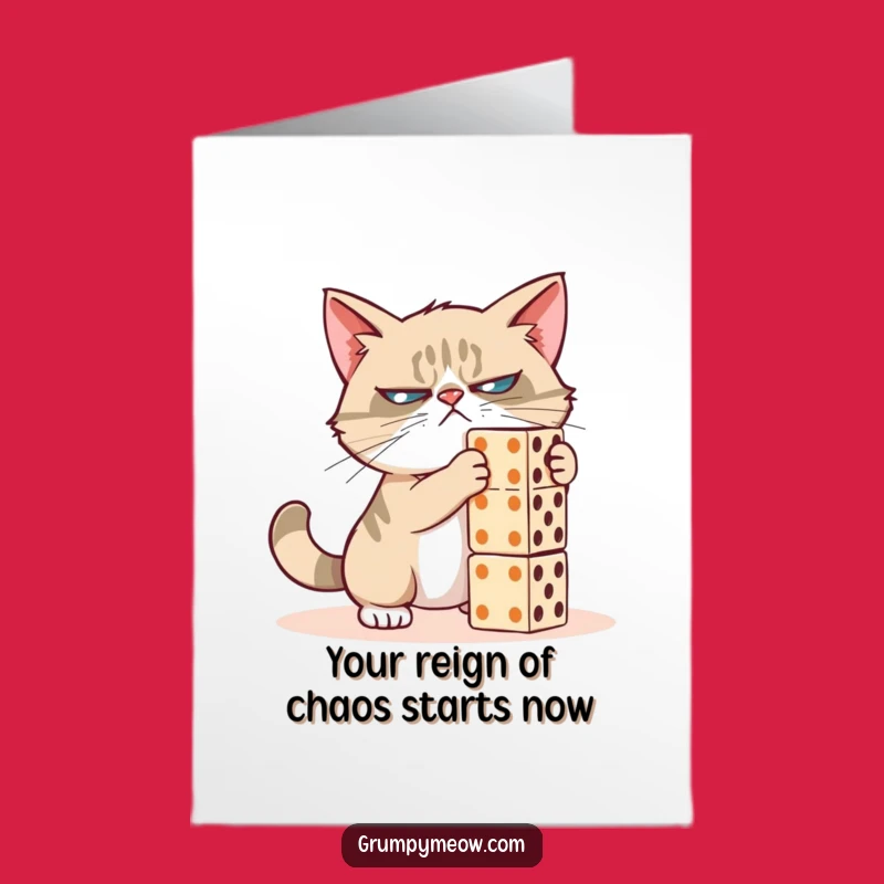 Free Printable Funny Birthday Card: Grumpy Cat Domino Disaster Greeting