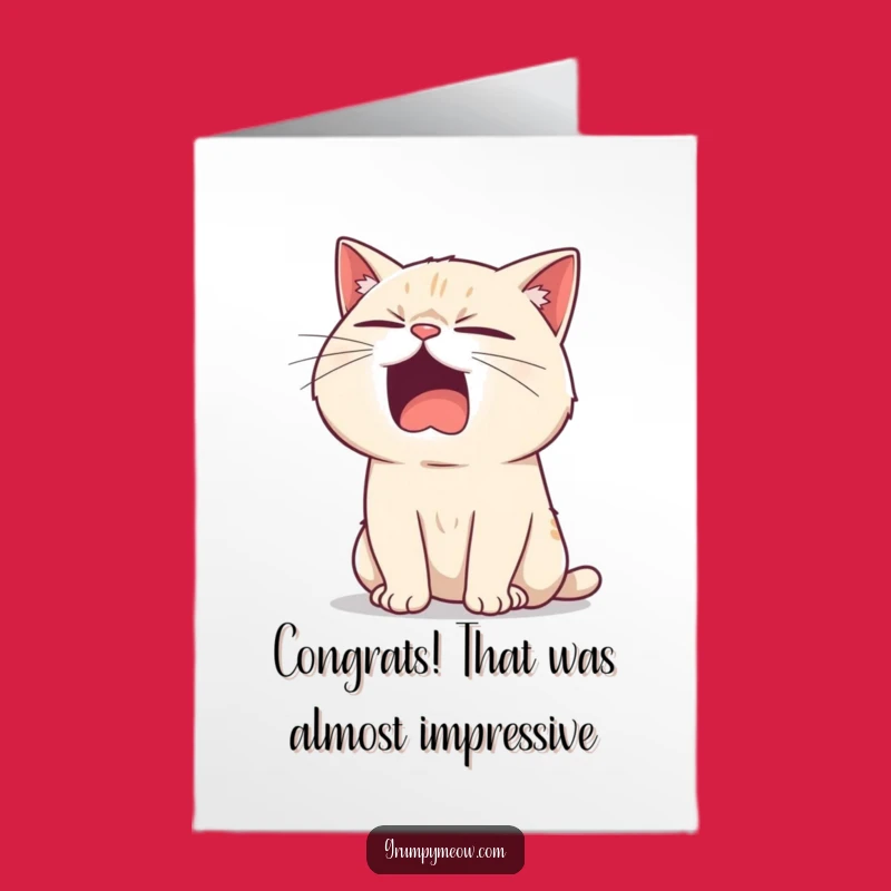 Free Printable Congratulatory Cat Card - Sarcastic Yawn for Any Achievement Download