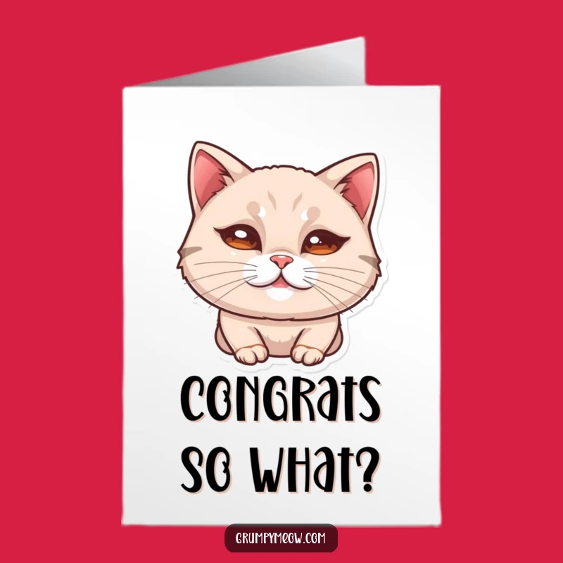 Free Printable Curled Lip Cat Congrats Card - Unimpressed Look Download